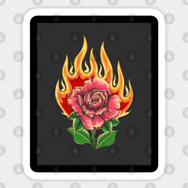 Burning Rose Flower Tattoo Sticker by devaleta